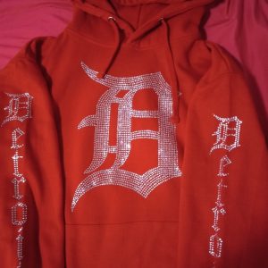 Red Hoodie with Swarovski Crystals LG
